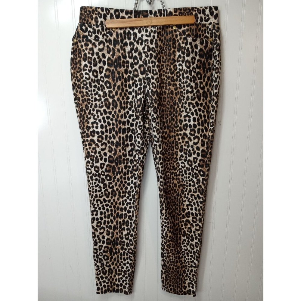 Womens MICHAEL KORS Animal Print Brown Leopard Skinny Jegging Size Large Used